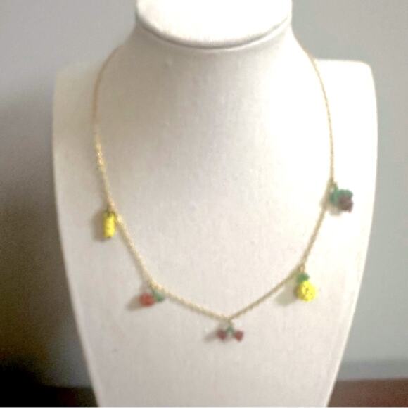 Madewell Fruit Necklace Charm Casual Fun Preppy Gold tone Beaded Charms Summer - Picture 4 of 11